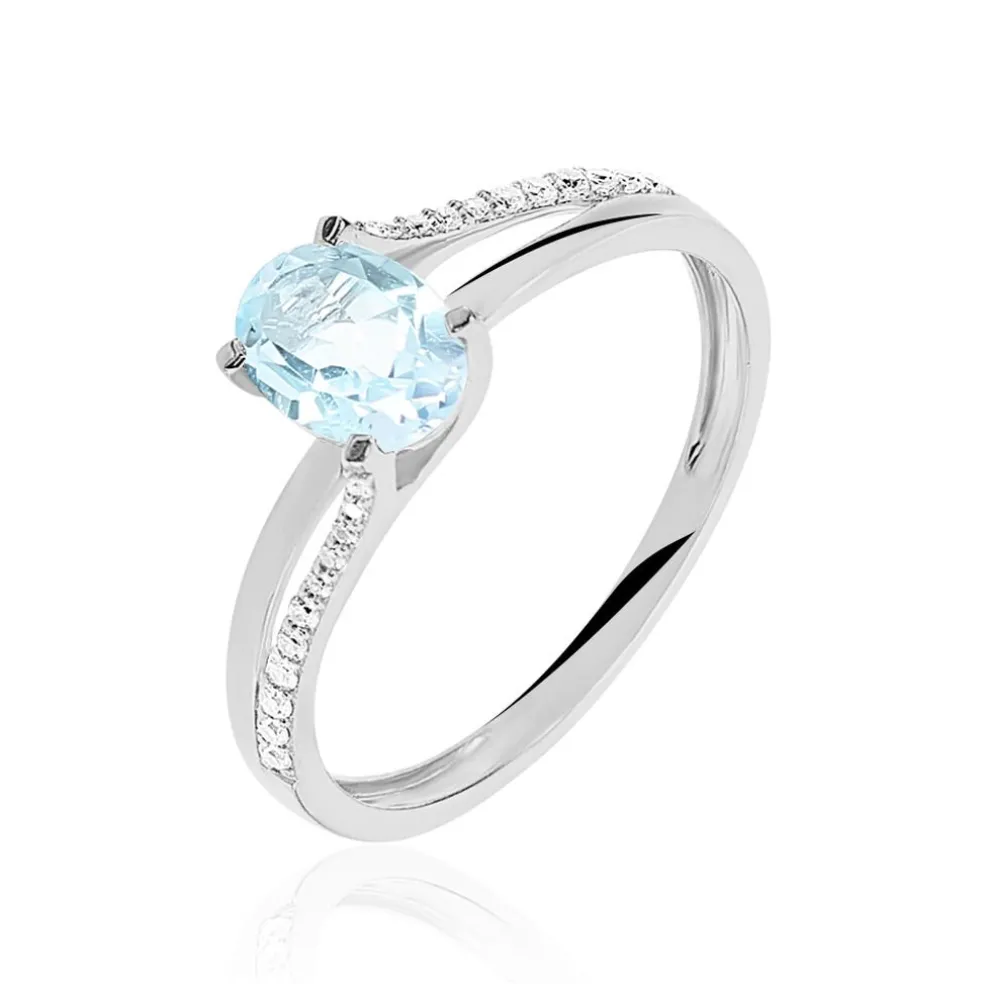 Bague Marie-eva Or Blanc Topaze Et Oxyde De Zirconium