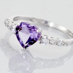 Bague Or Blanc Fany Améthyste Oxydes De Zirconium