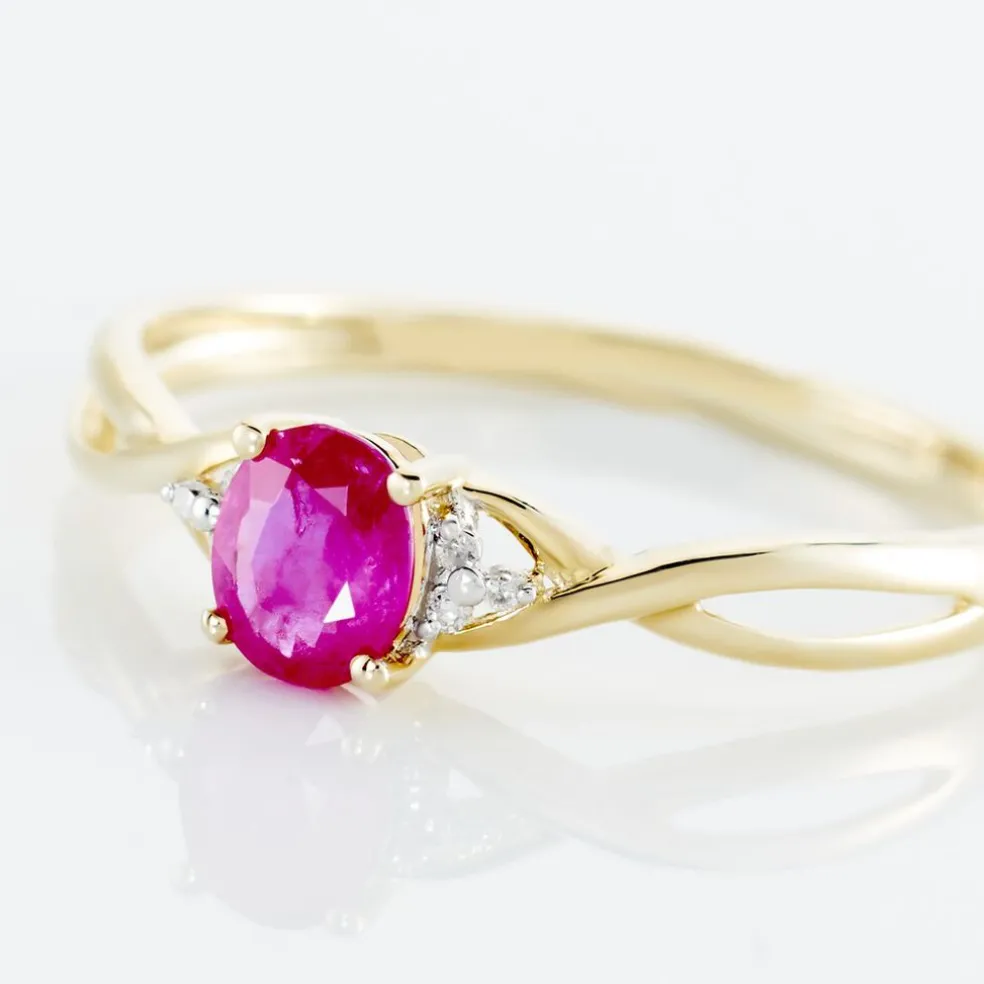 Bague Or Jaune Cassie Rubis Diamants