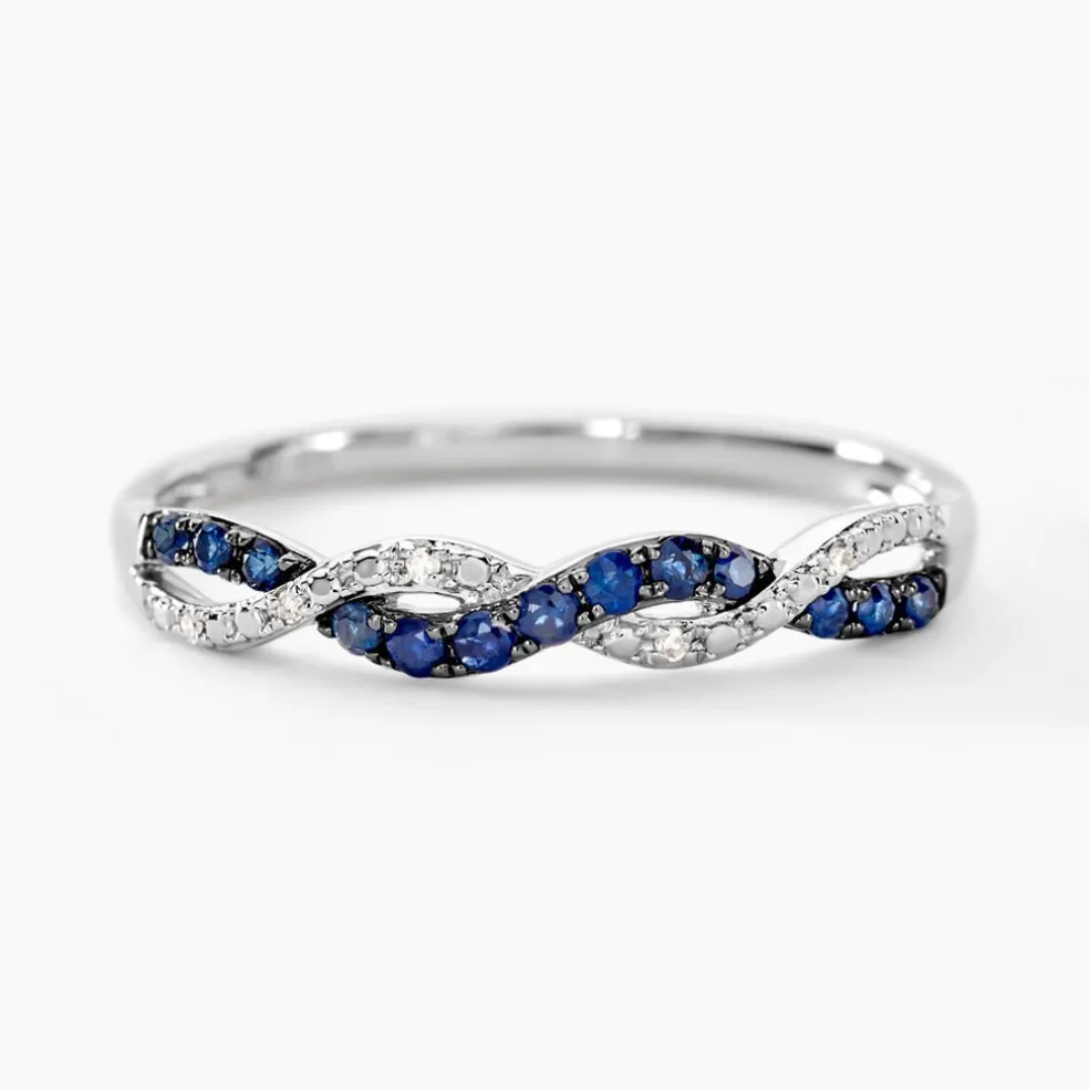 Bague Sofia Or Blanc Saphir Et Diamant