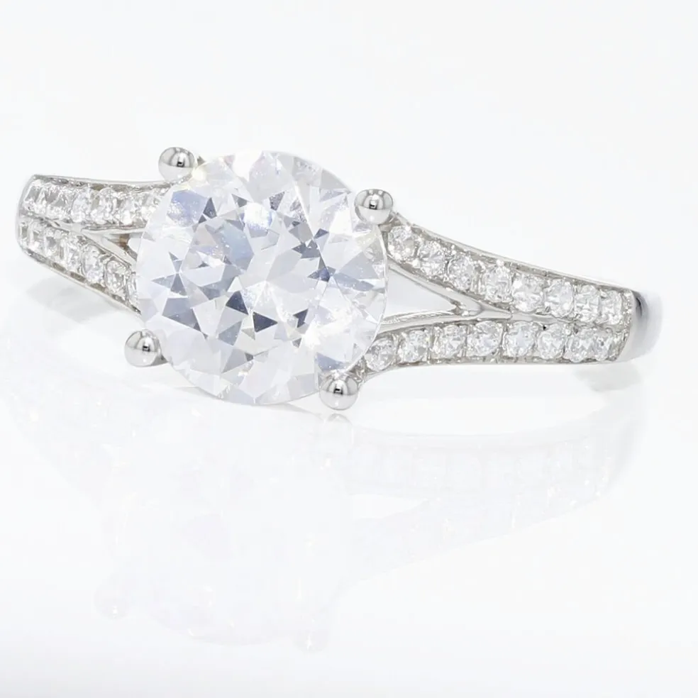 Bague Solitaire Carolina Or Blanc Oxyde De Zirconium
