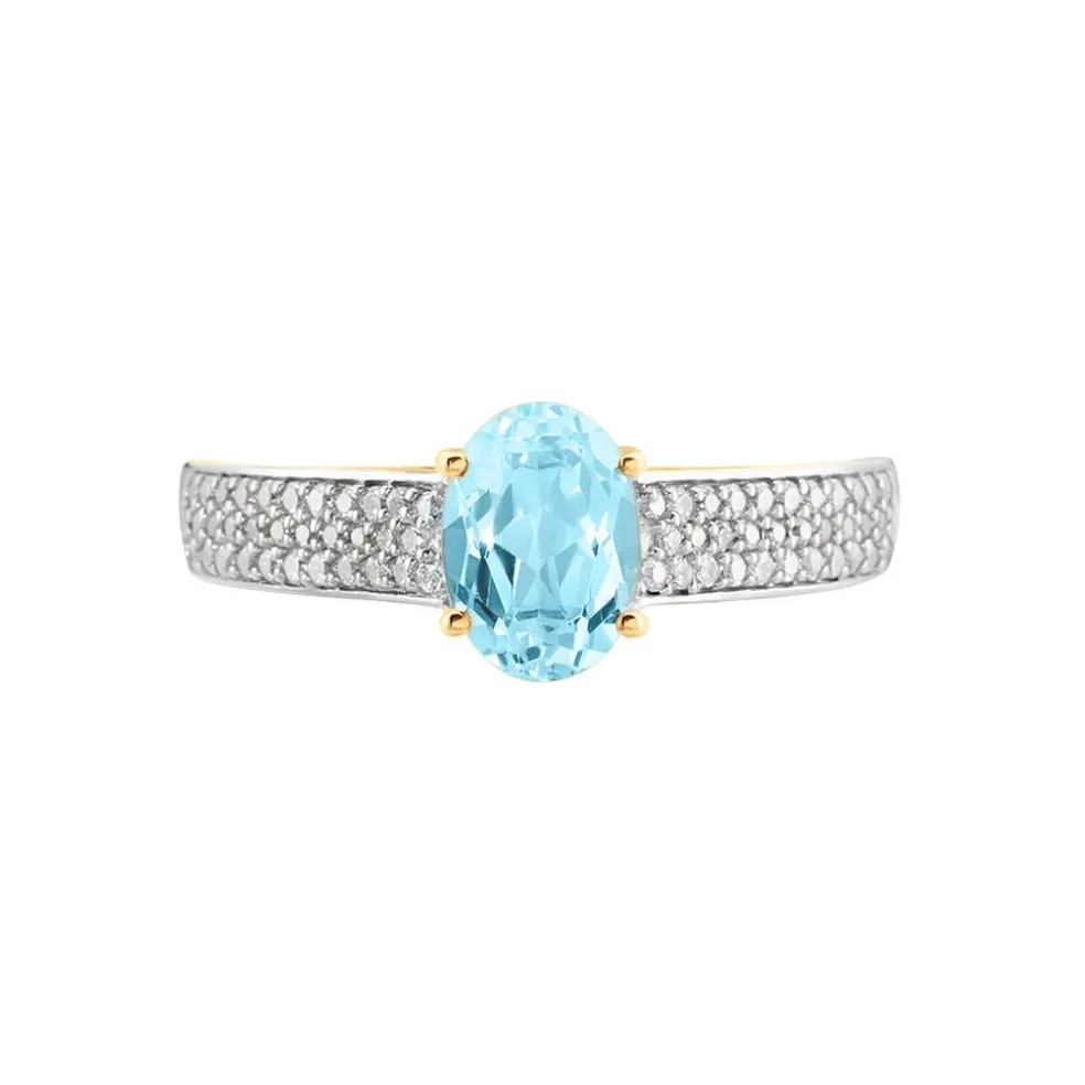 Bague Solitaire Crista Or Jaune Topaze Et Oxyde