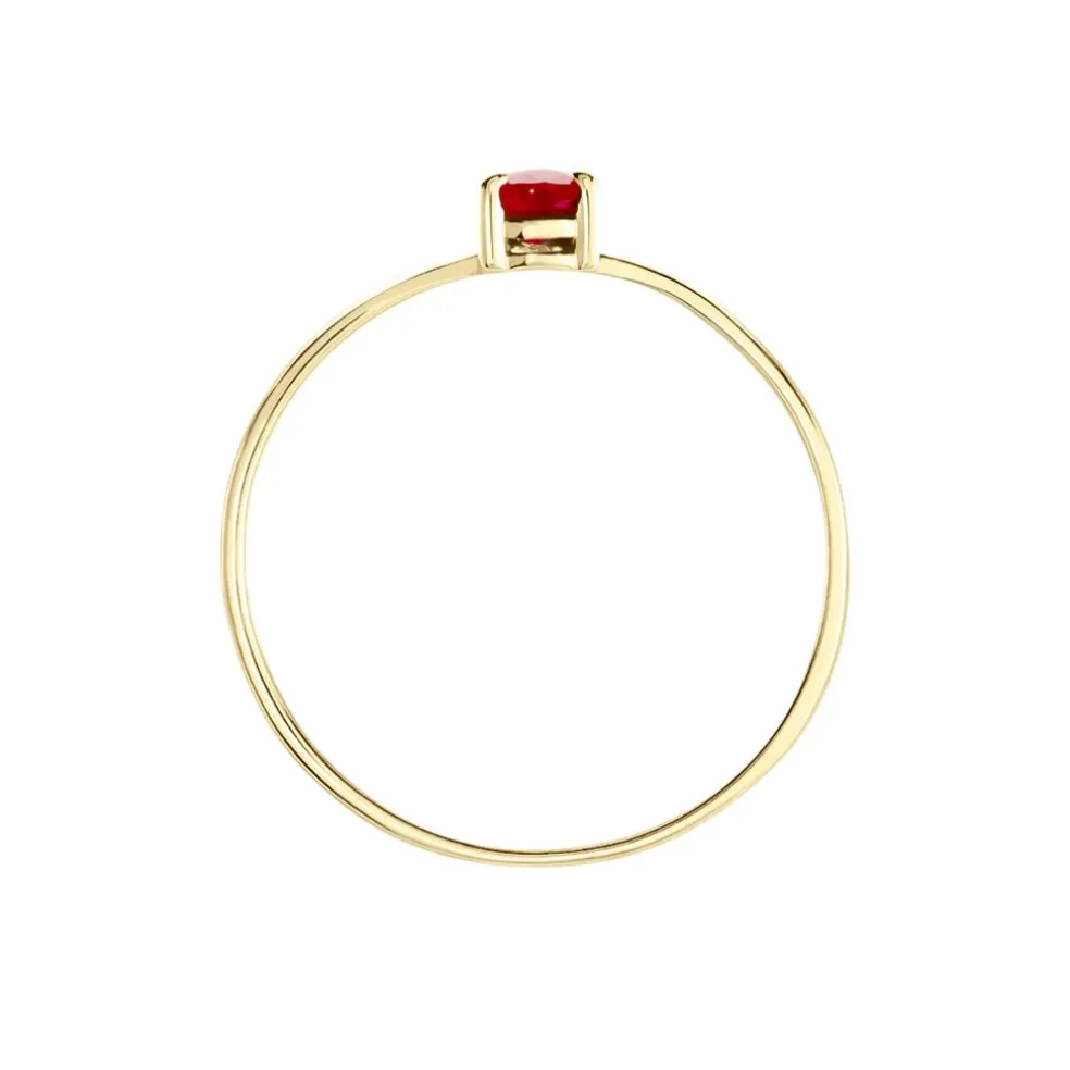Bague Solitaire Goutte Or Jaune Rubis