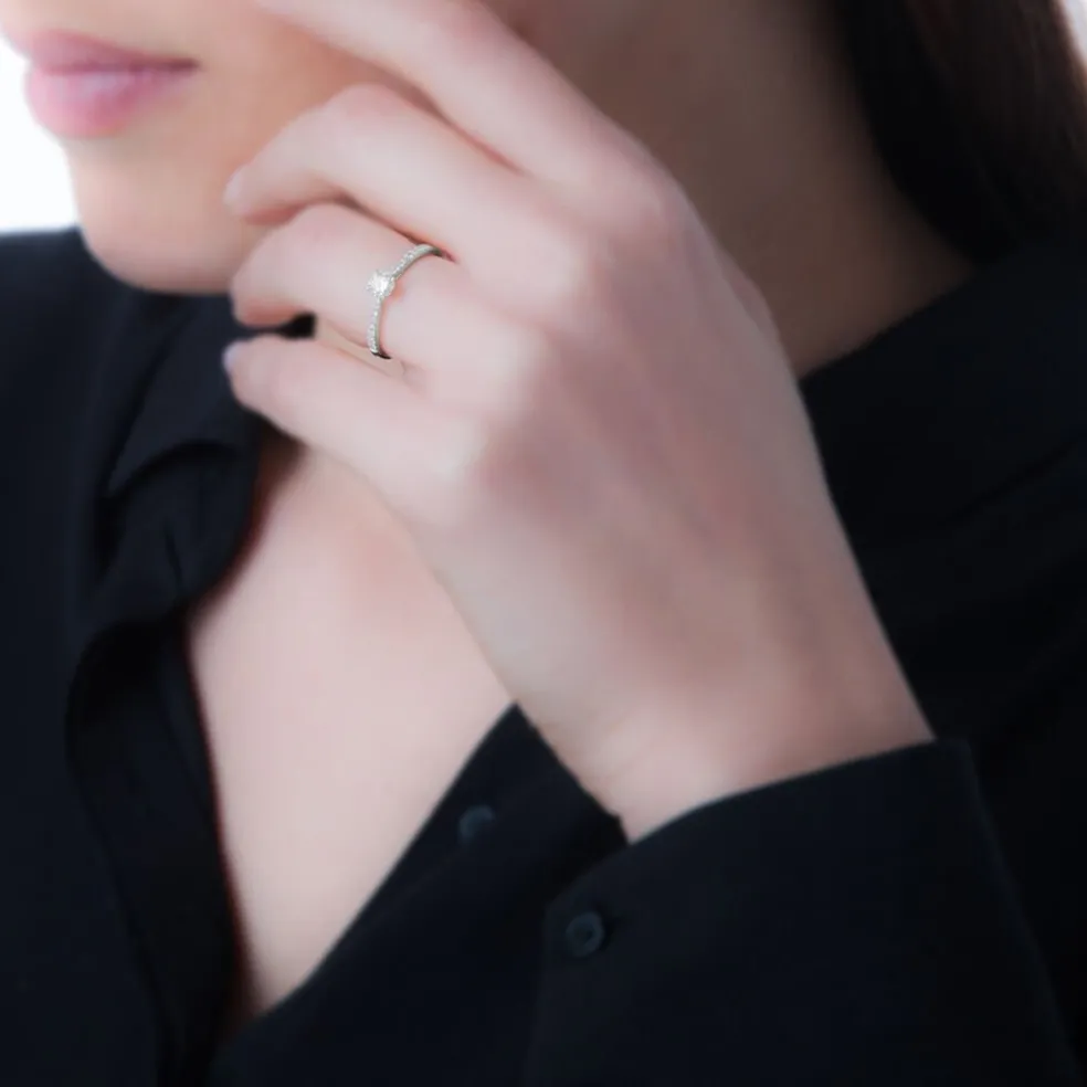 Bague Solitaire Hemera Or Rose Diamant
