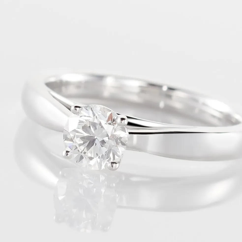 Bague Solitaire Iris Or Blanc Diamant