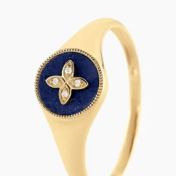Bague Talisman Or Jaune Lapis Lazuli Diamant