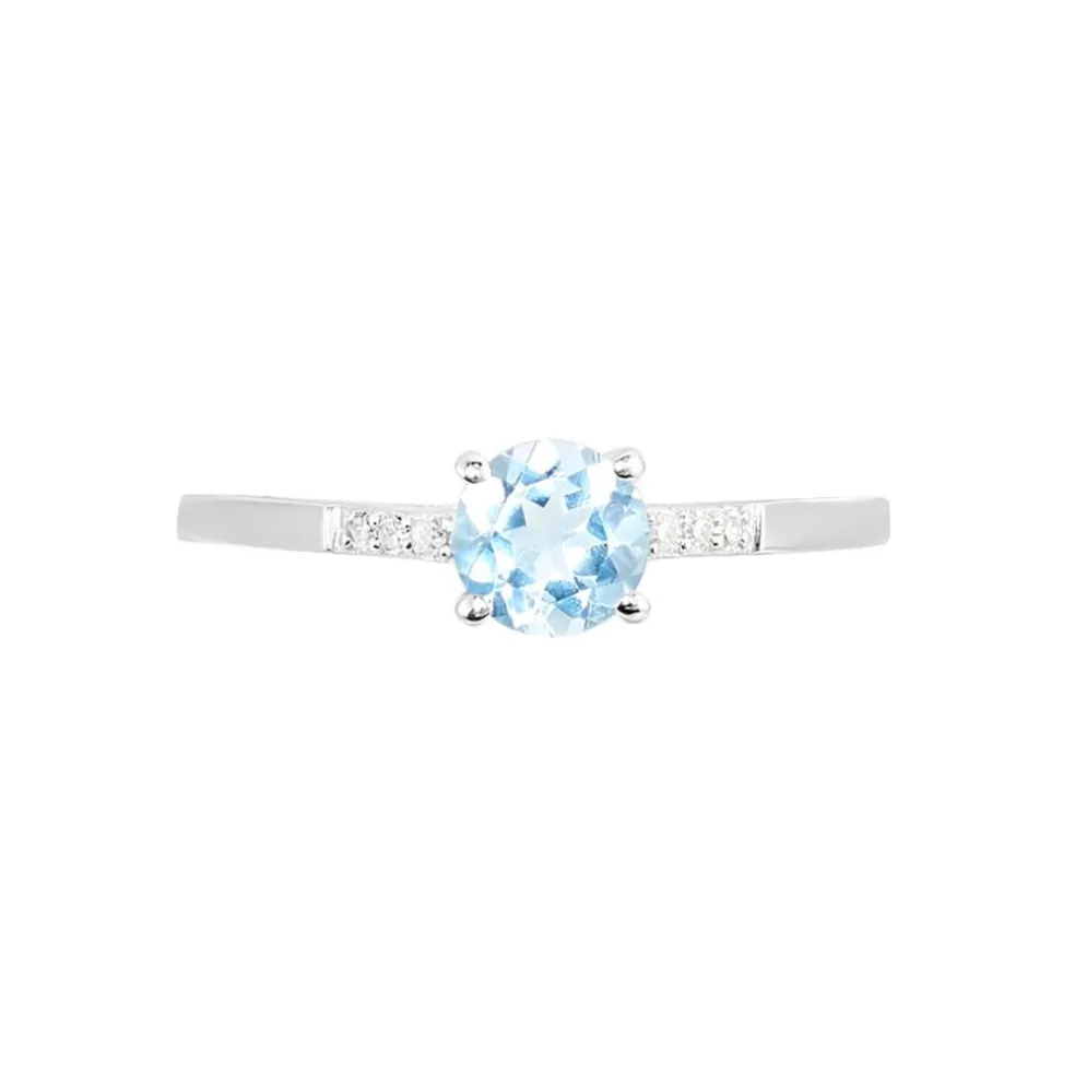 Bague Tarente Or Blanc Topaze Et Oxyde De Zirconium