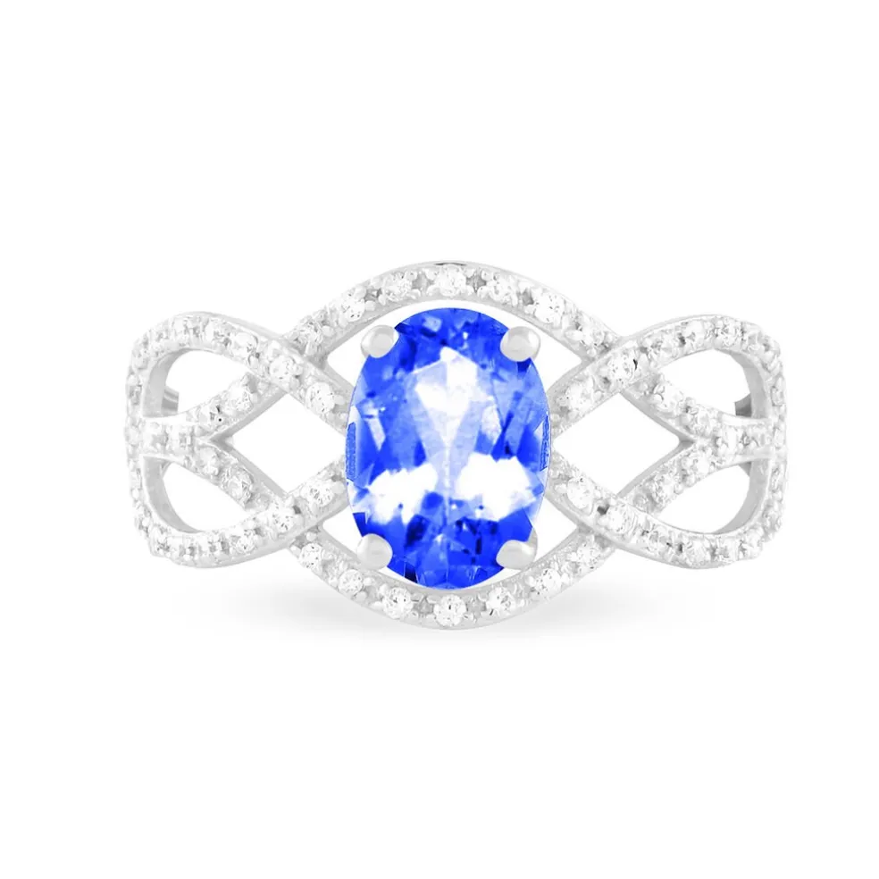Bague Tina Or Blanc Saphir Et Diamant