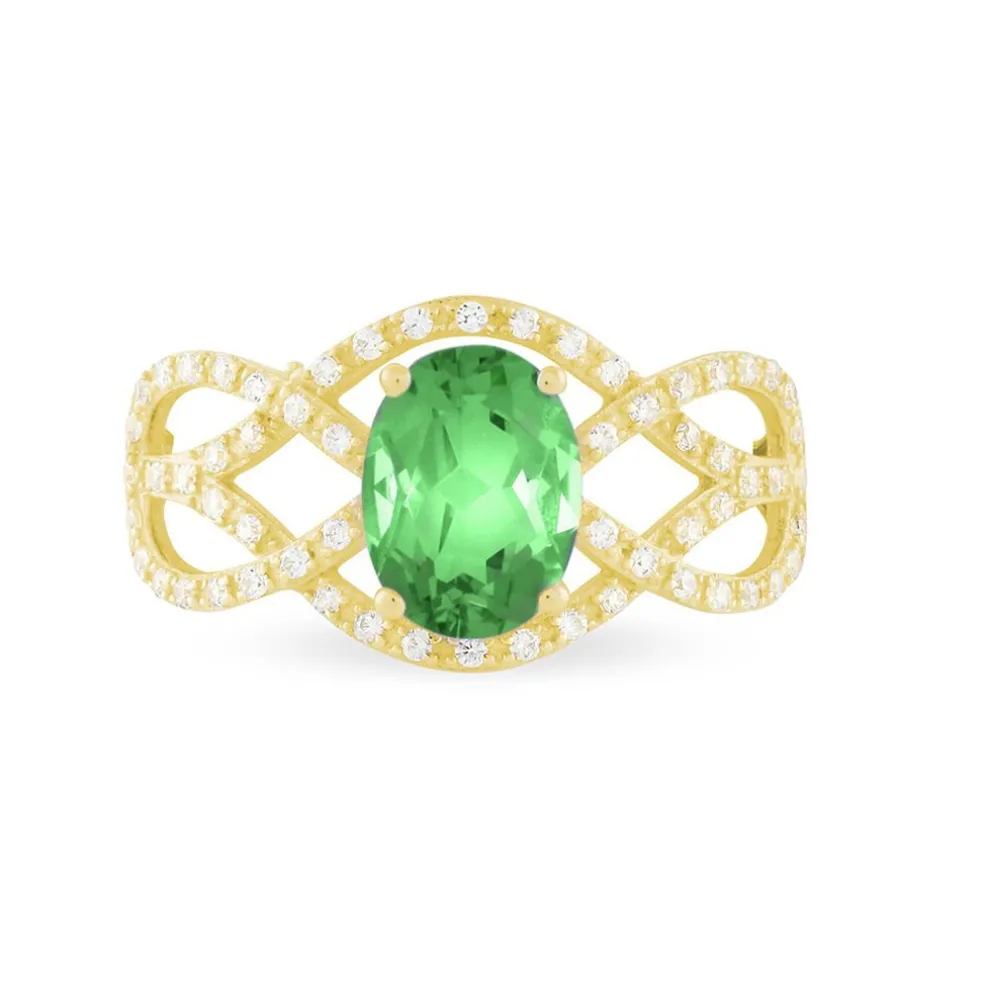 Bague Tina Or Jaune Emeraude Et Diamant