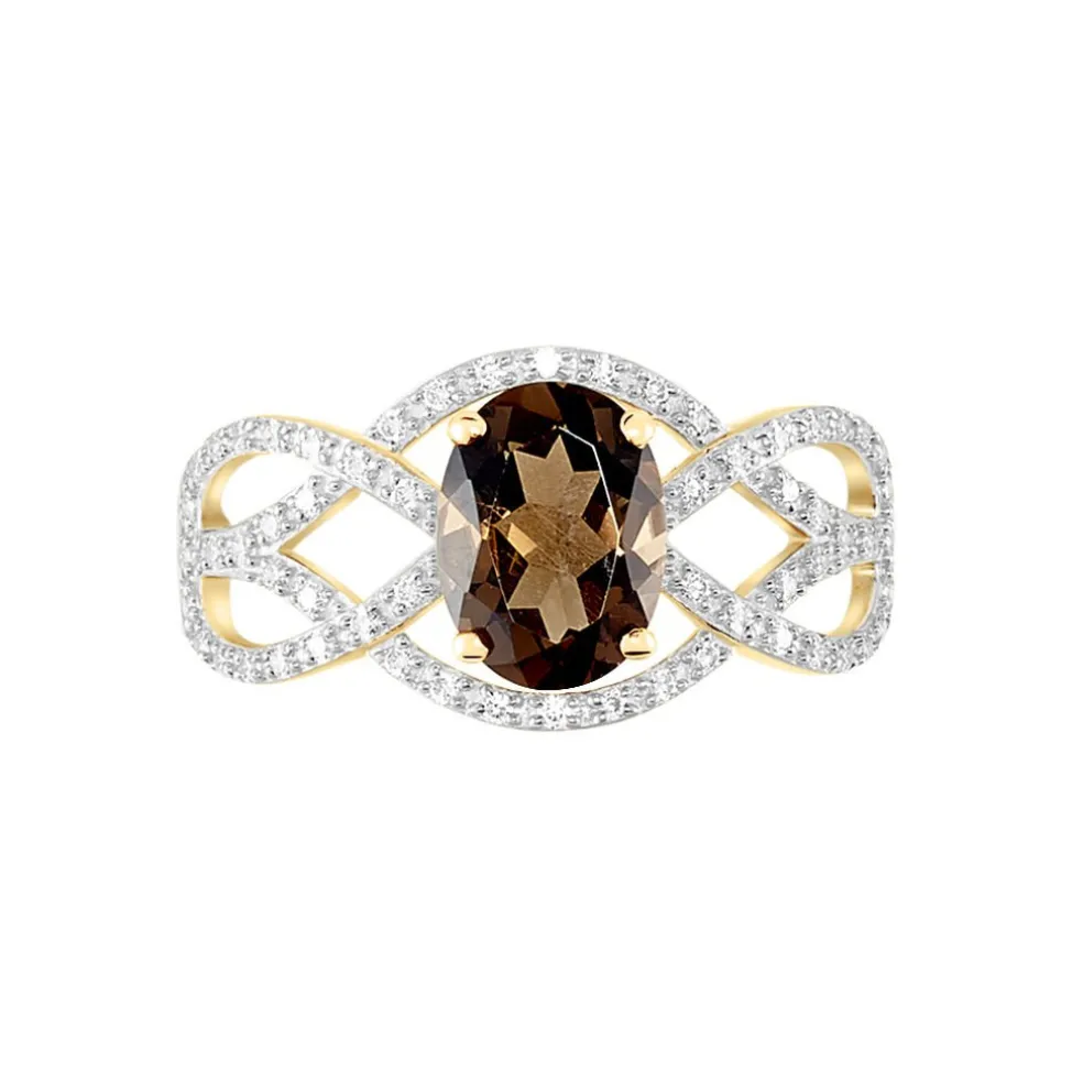 Bague Tina Or Jaune Quartz Et Oxyde De Zirconium