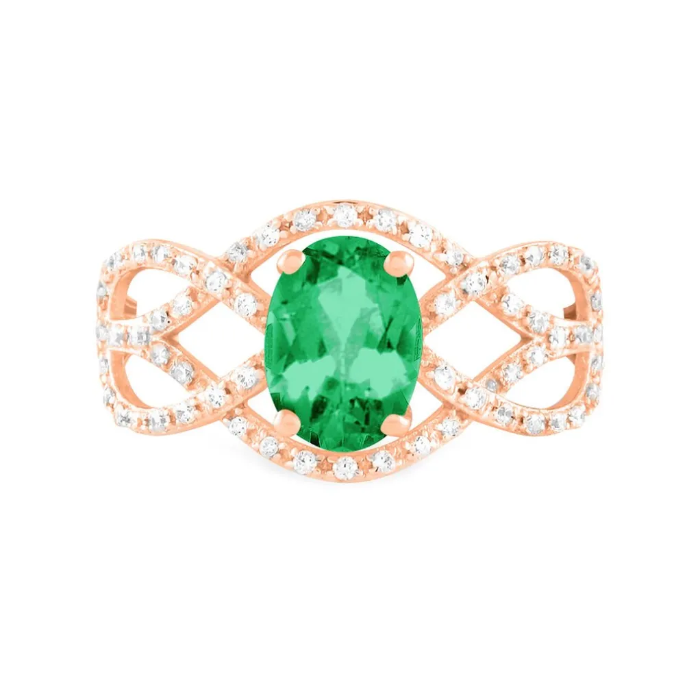 Bague Tina Or Rose Emeraude Et Diamant