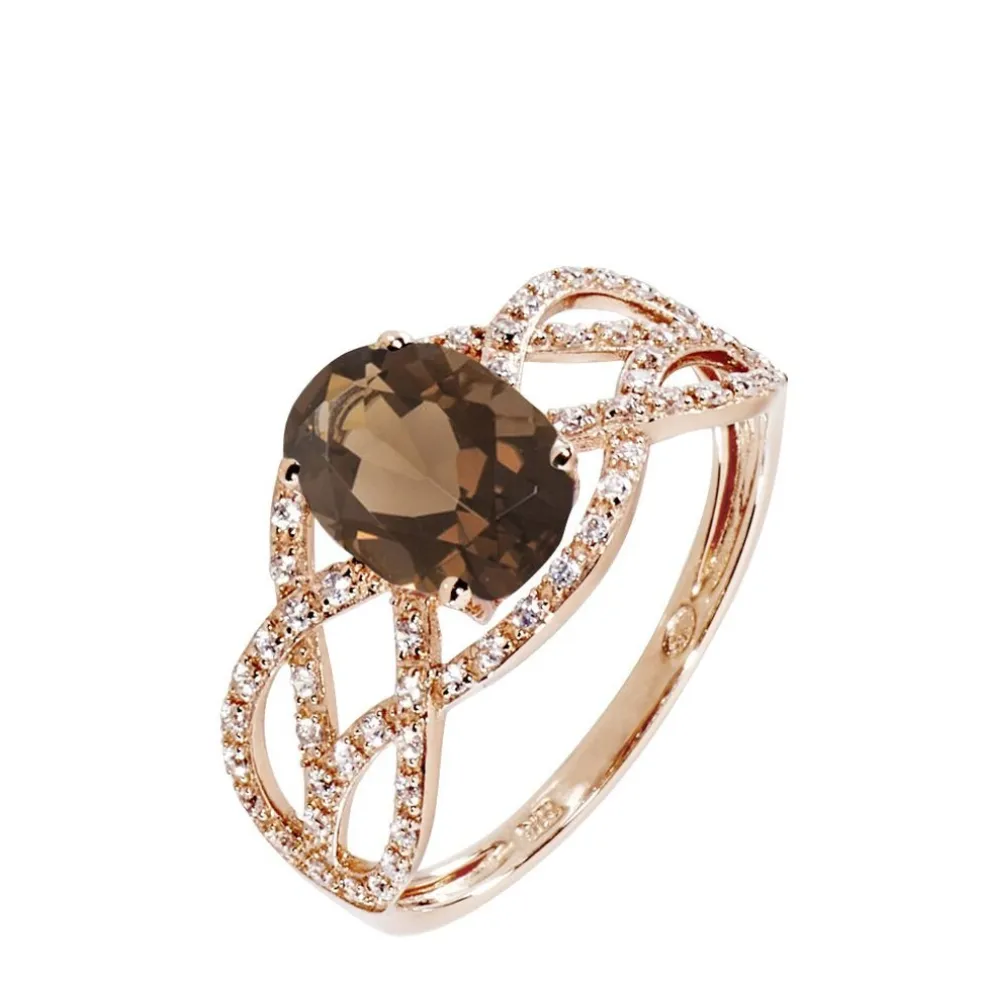 Bague Tina Or Rose Quartz Et Oxyde De Zirconium
