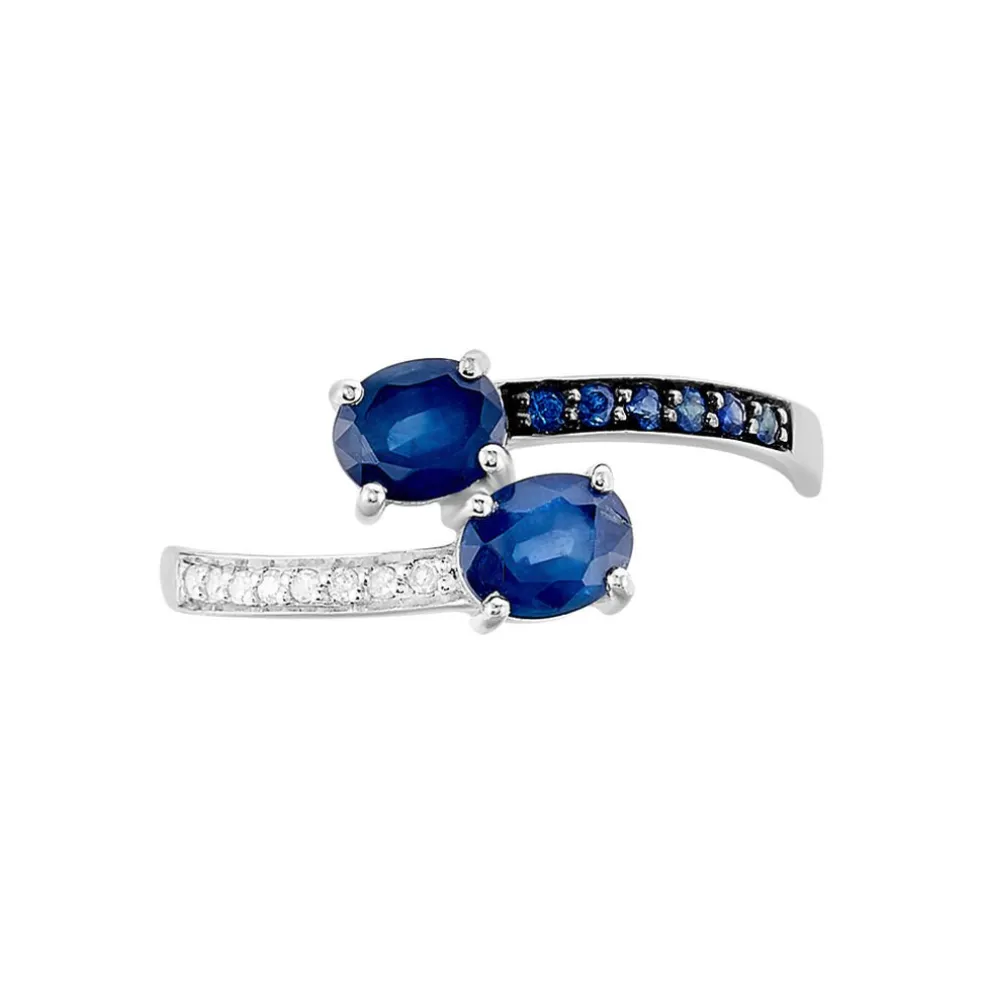 Bague Toi Et Moi Or Blanc Saphir Et Diamant