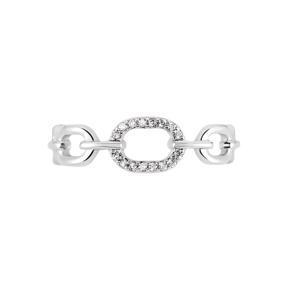 Bague Trait D'union Argent Blanc Oxyde De Zirconium