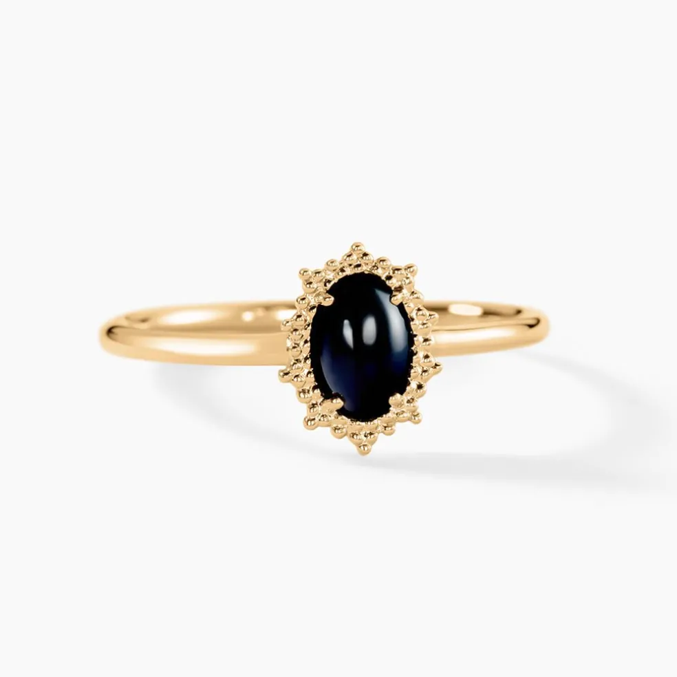 Bague Vintage Love Plaqué Or Jaune Agate