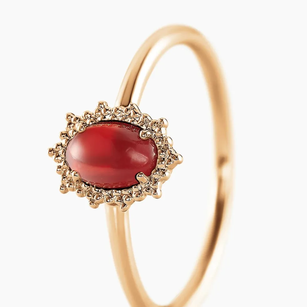 Bague Vintage Love Plaqué Or Jaune Agate