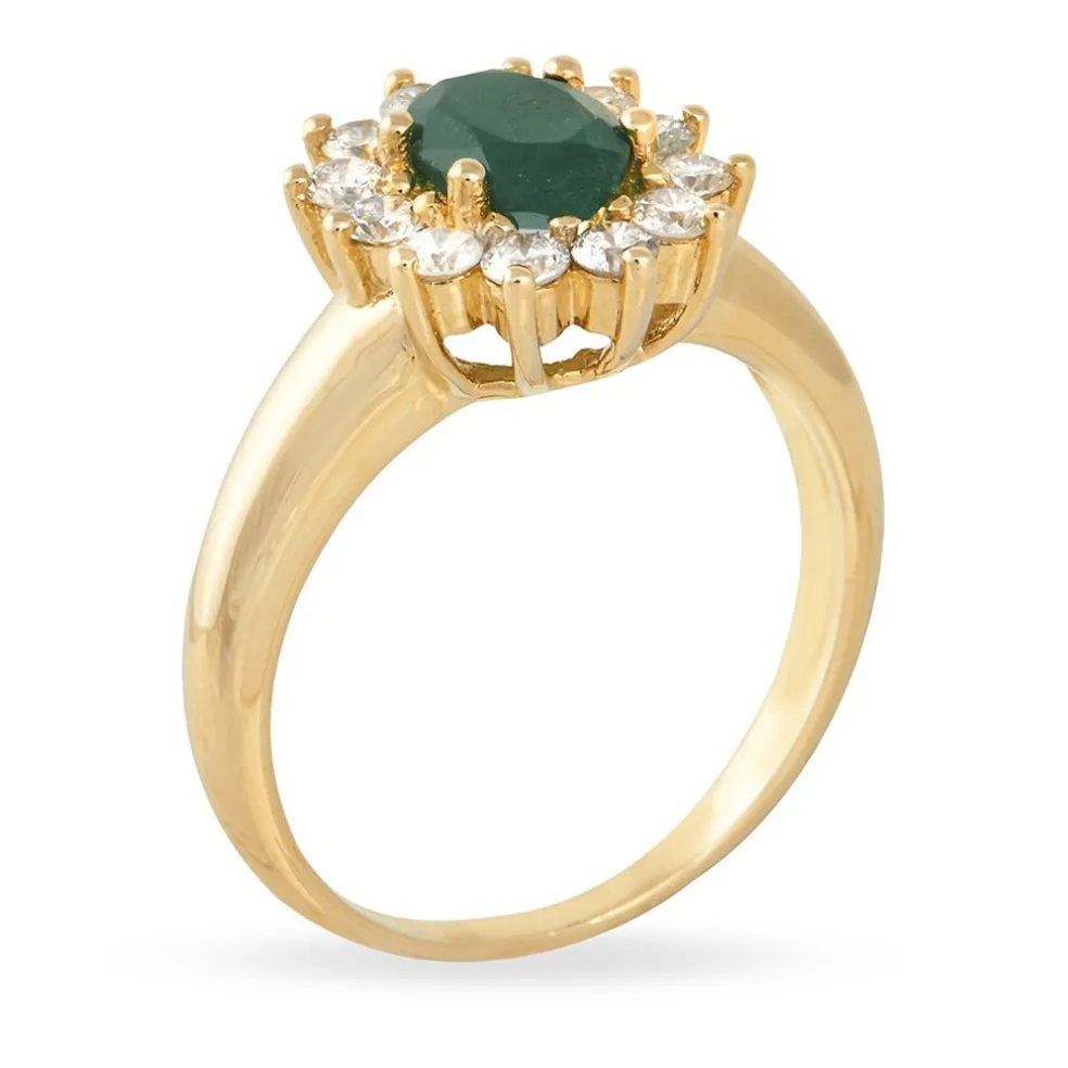 Bague Vladimir Or Jaune Emeraude Et Diamant