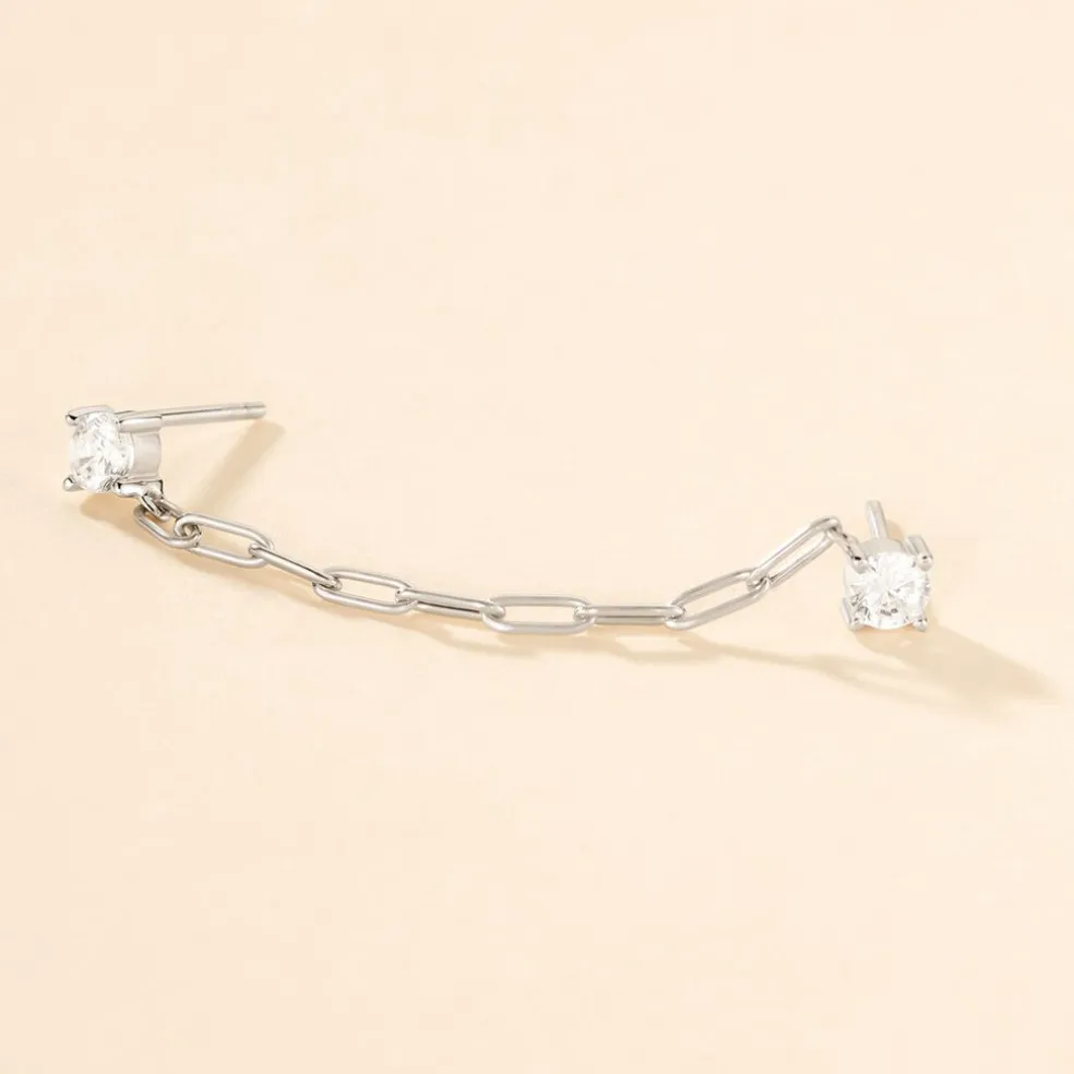 Bijou D'oreille Unitaire Nexus Argent Blanc Oxyde De Zirconium