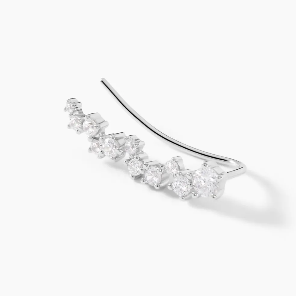 Bijoux D¿oreilles Grimpants Enza Argent Blanc Oxyde De Zirconium