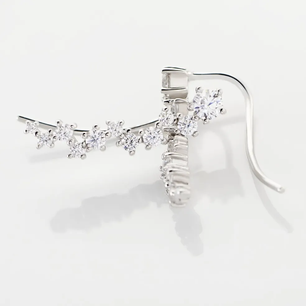 Bijoux D¿oreilles Grimpants Enza Argent Blanc Oxyde De Zirconium