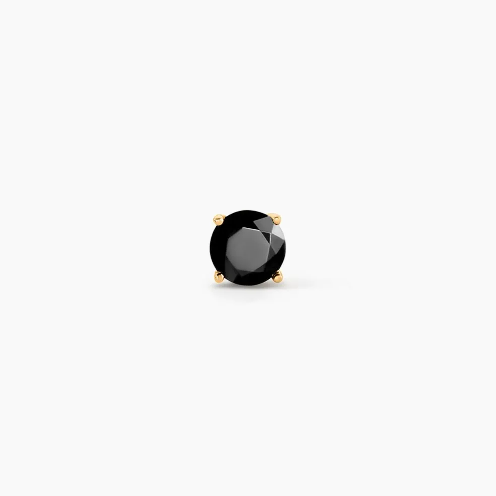 Boucle D'oreille Puce Unitaire Adam Plaqué Or Jaune Oxyde De Zirconium