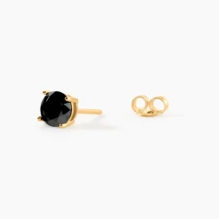 Boucle D'oreille Puce Unitaire Adam Plaqué Or Jaune Oxyde De Zirconium