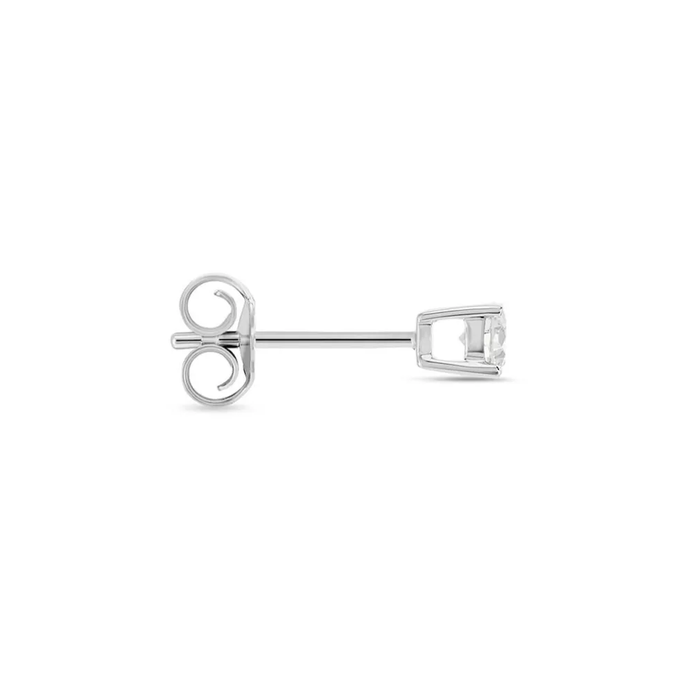 Boucle D'oreille Puce Unitaire Victoria Or Blanc Diamant