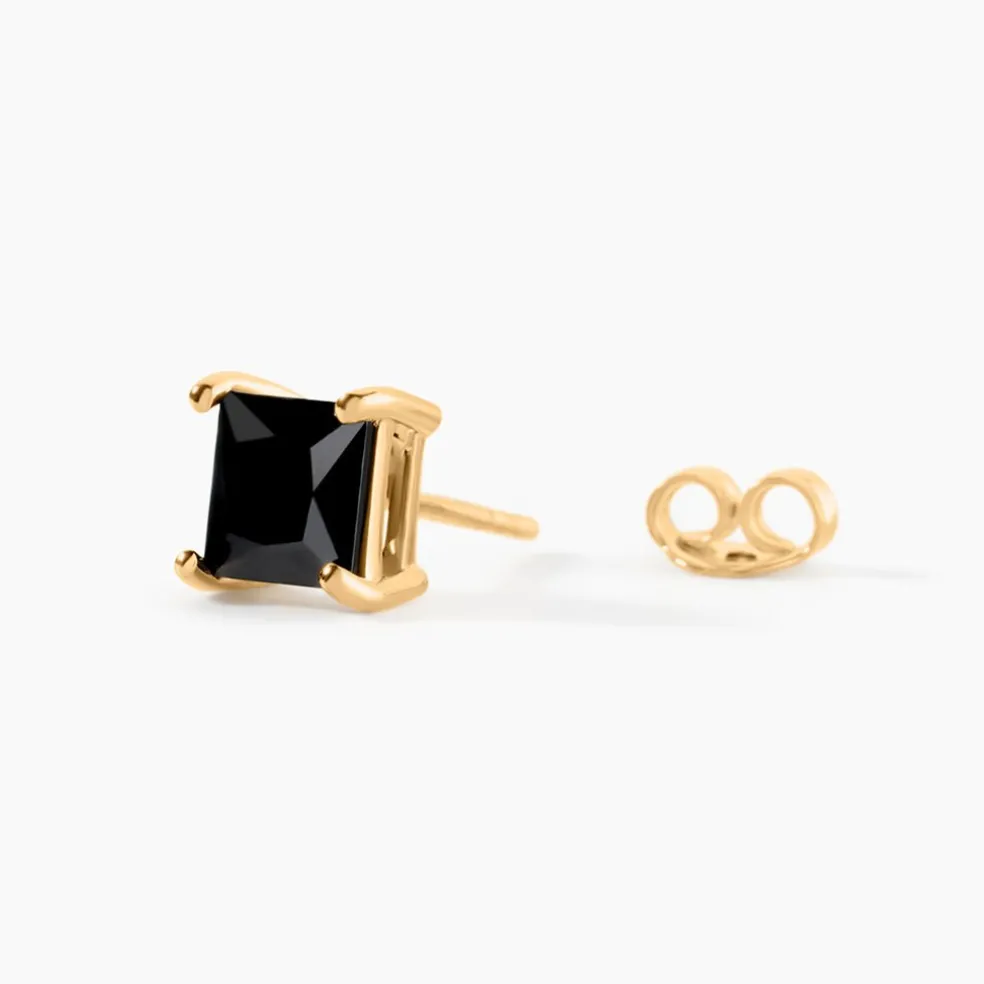Boucle D'oreille Puce Unitaire Sofiane Plaqué Or Jaune Oxyde Zirconium