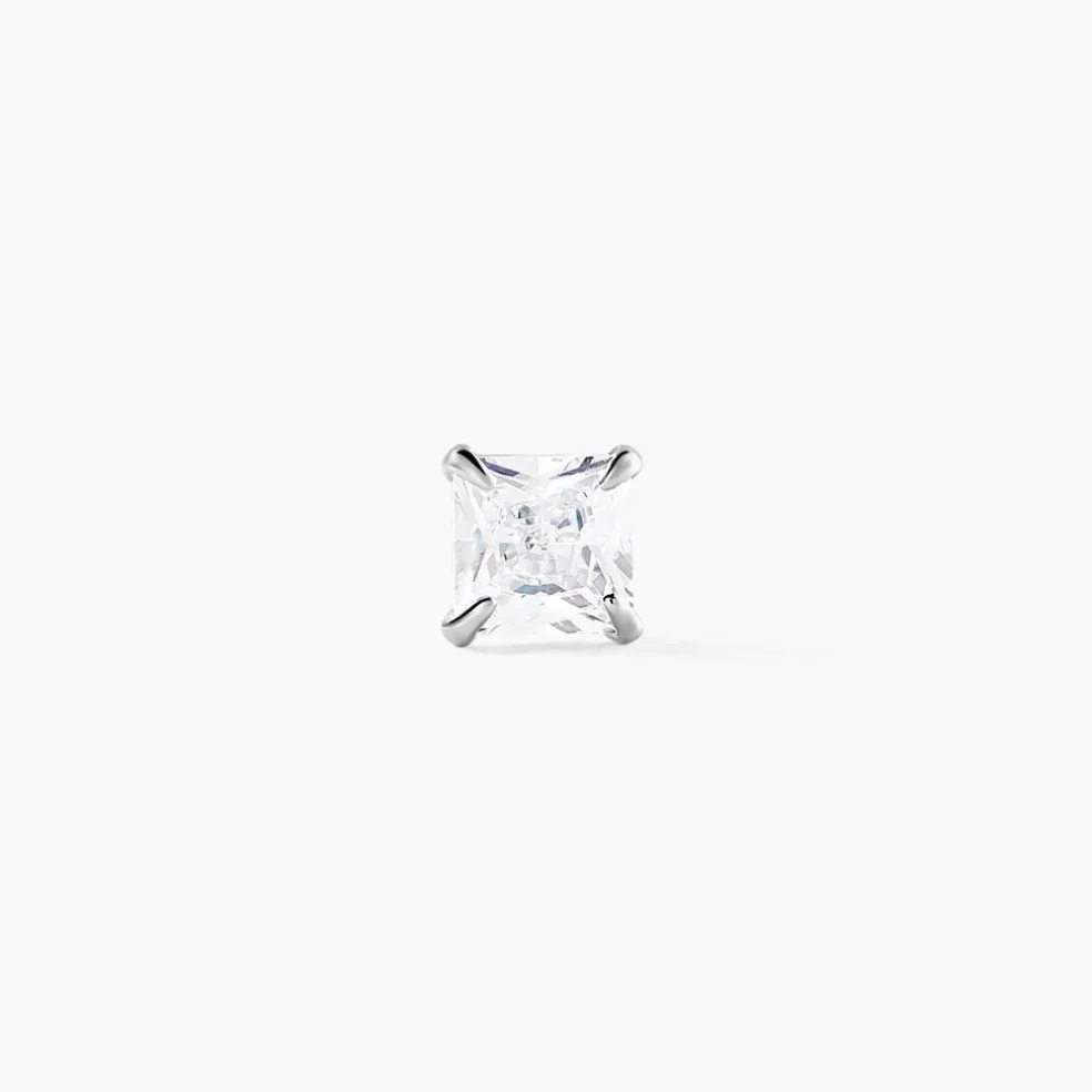Boucle D'oreille Puce Unitaire Paco Argent Blanc Oxyde De Zirconium