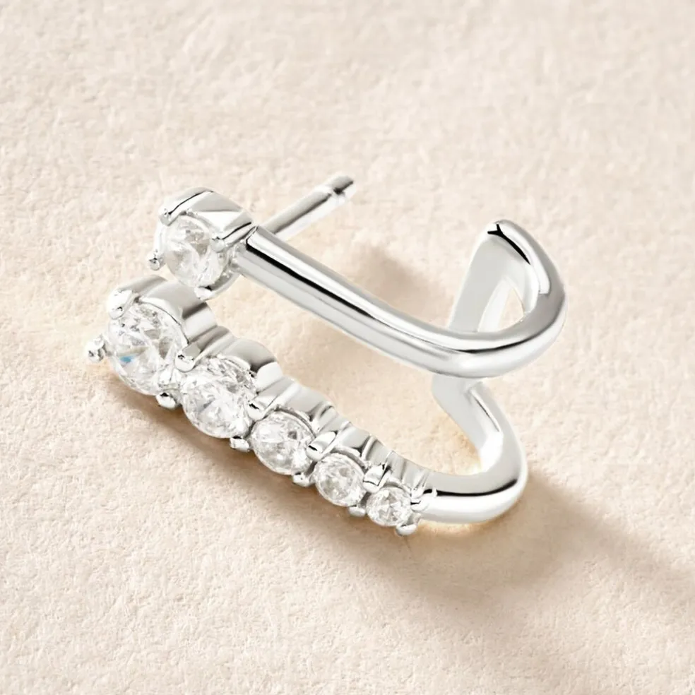 Boucle D'oreille Unitaire Minty Argent Blanc Oxyde De Zirconium