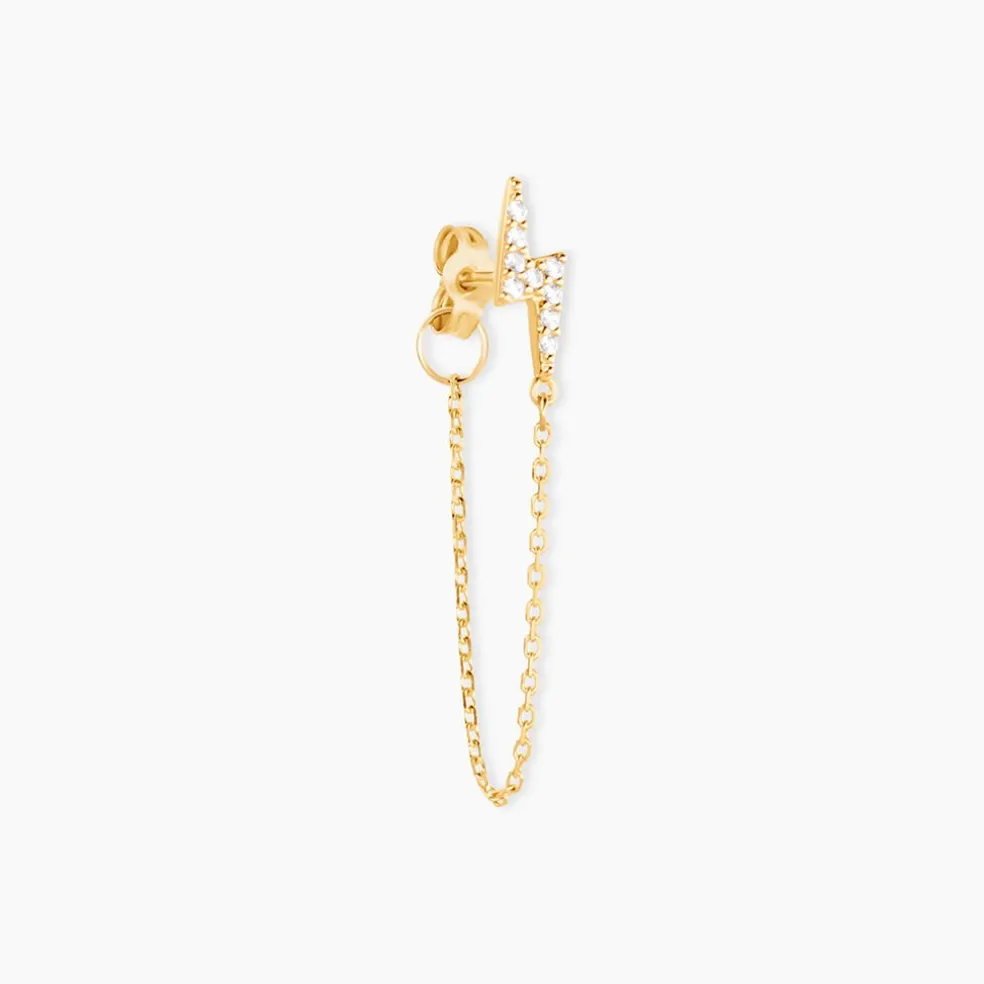 Boucle D'oreille Unitaire Fionola Or Jaune Oxyde De Zirconium