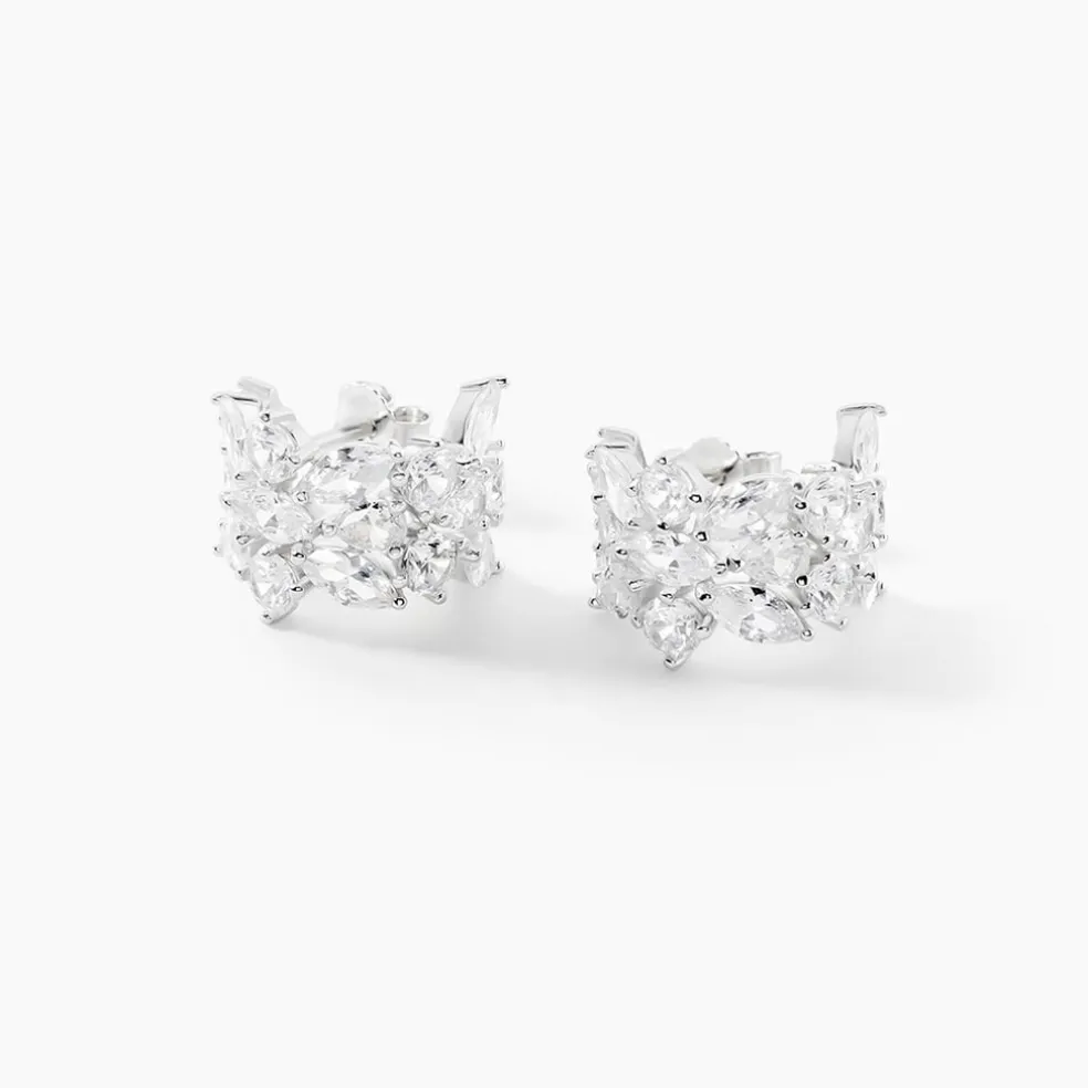 Boucles D'Oreilles Créoles Glow Up Argent Blanc Oxyde De Zirconium