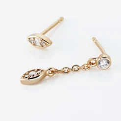 Boucles D'oreilles Dépareillées Argent Rose Braiden Oxyde De Zirconium