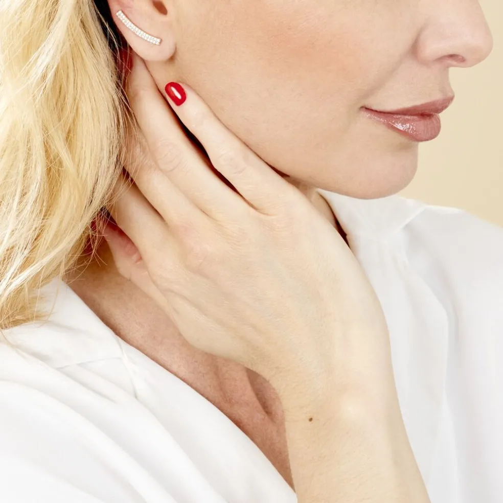 Boucles D'oreilles Grimpantes Jennyferine Plaqué Or Jaune Oxydes