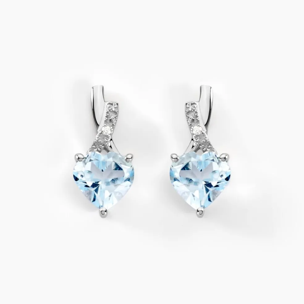 Boucles D'oreilles Or Blanc Clothilde Topazes Oxydes