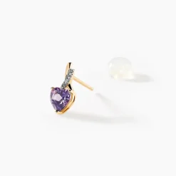 Boucles D'oreilles Or Jaune Clothilde Amethystes Oxydes