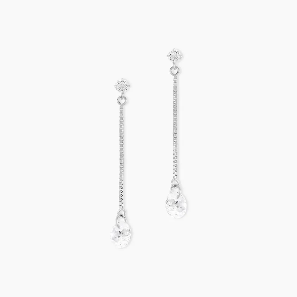 Boucles D'oreilles Pendantes Regane Or Blanc Oxyde De Zirconium