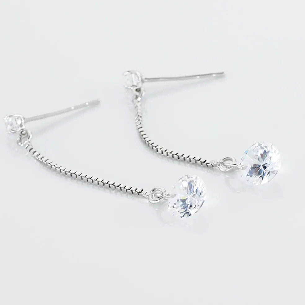 Boucles D'oreilles Pendantes Regane Or Blanc Oxyde De Zirconium