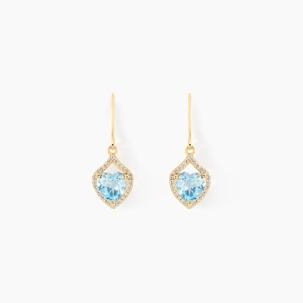 Boucles D'oreilles Pendantes Rosaline Or Jaune Topaze Et Oxyde