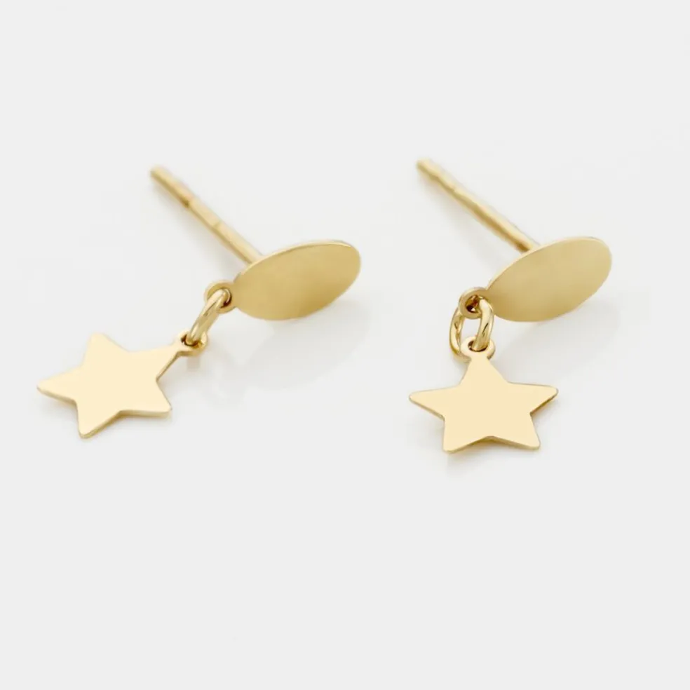 Boucles D'oreilles Pendantes Alphonsine Etoile Or Jaune