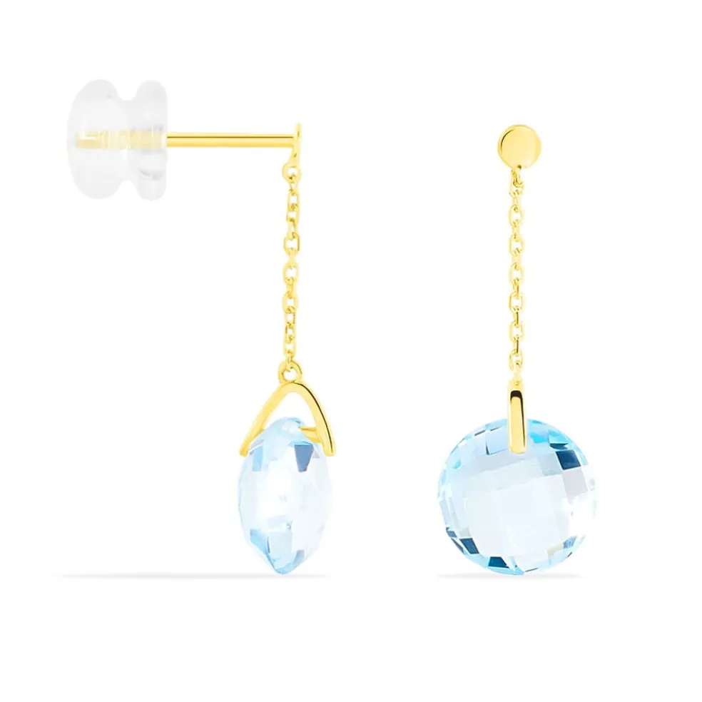 Boucles D'oreilles Pendantes Ludmille Or Jaune Topaze