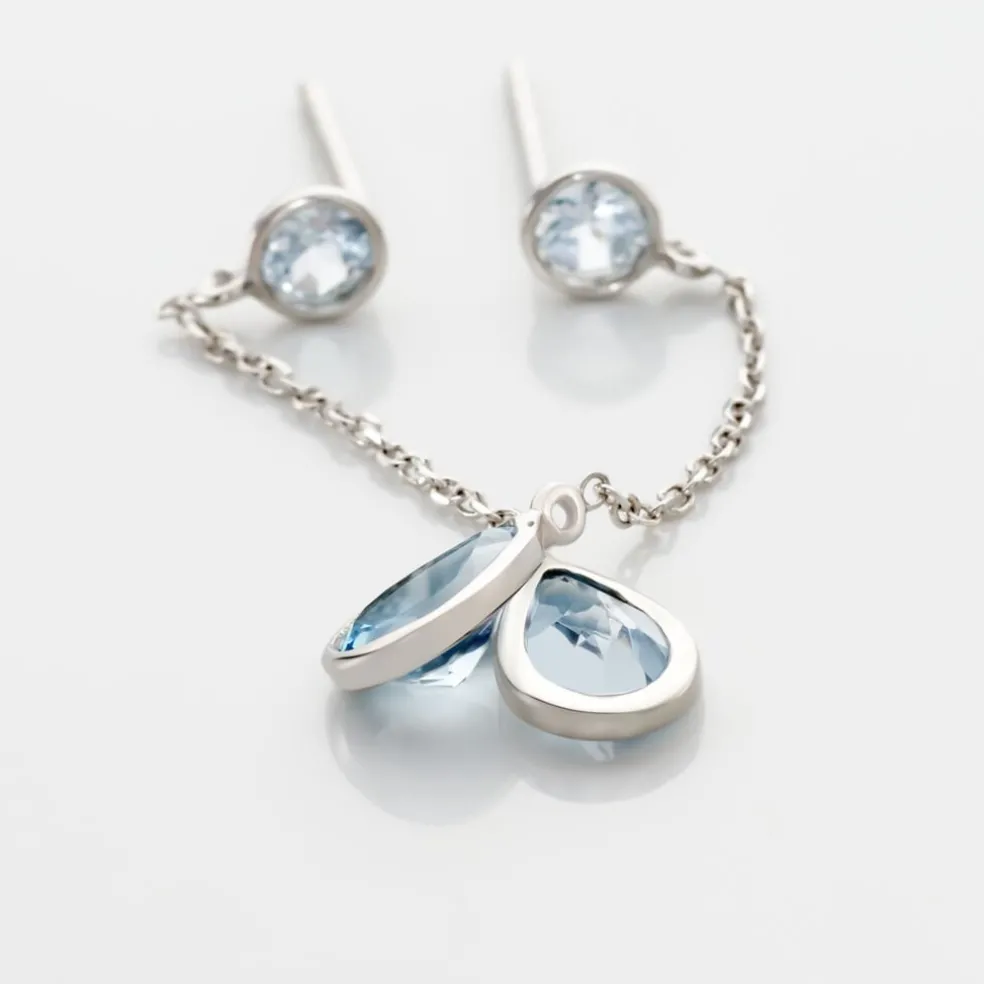 Boucles D'oreilles Pendantes Brenda Or Blanc Topaze