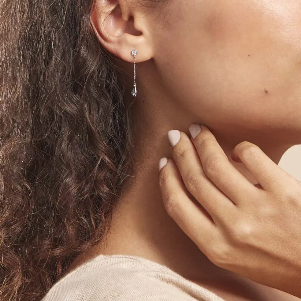 Boucles D'oreilles Pendantes Brenda Or Blanc Topaze