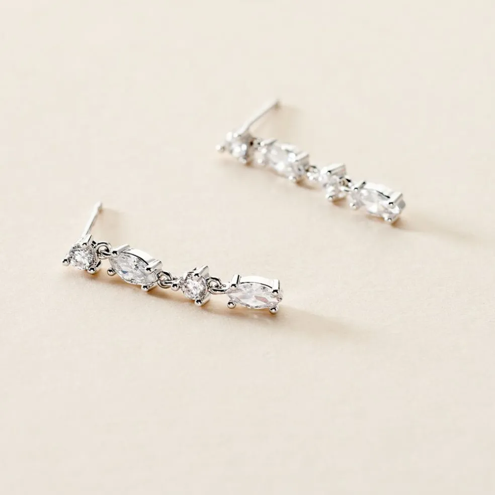 Boucles D'oreilles Pendantes Argent Blanc Shiny Nights Oxyde