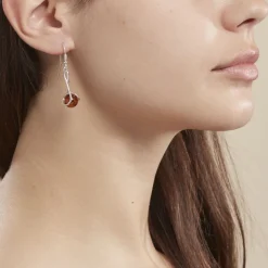 Boucles D'oreilles Pendantes Argent Blanc Simona Ambre