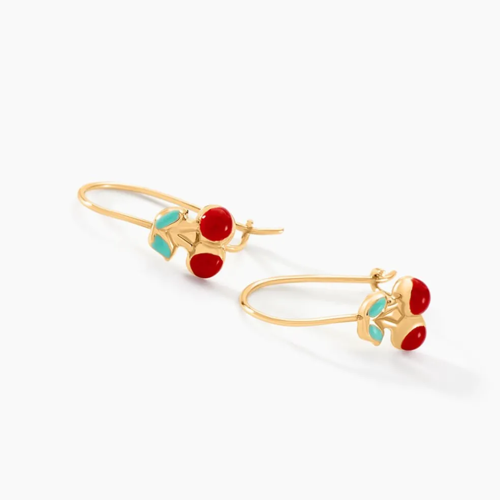Boucles D'oreilles Pendantes Cherry Cerise Or Jaune