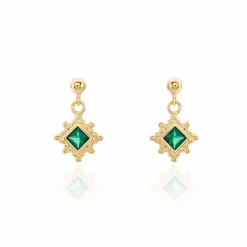 Boucles D'oreilles Pendantes Bobbie Plaqué Or Jaune Spinelle