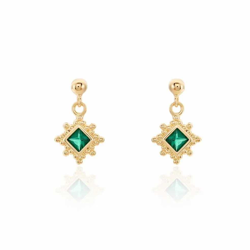 Boucles D'oreilles Pendantes Bobbie Plaqué Or Jaune Spinelle