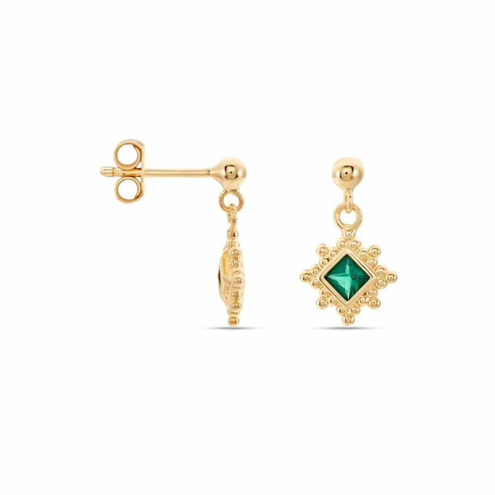 Boucles D'oreilles Pendantes Bobbie Plaqué Or Jaune Spinelle