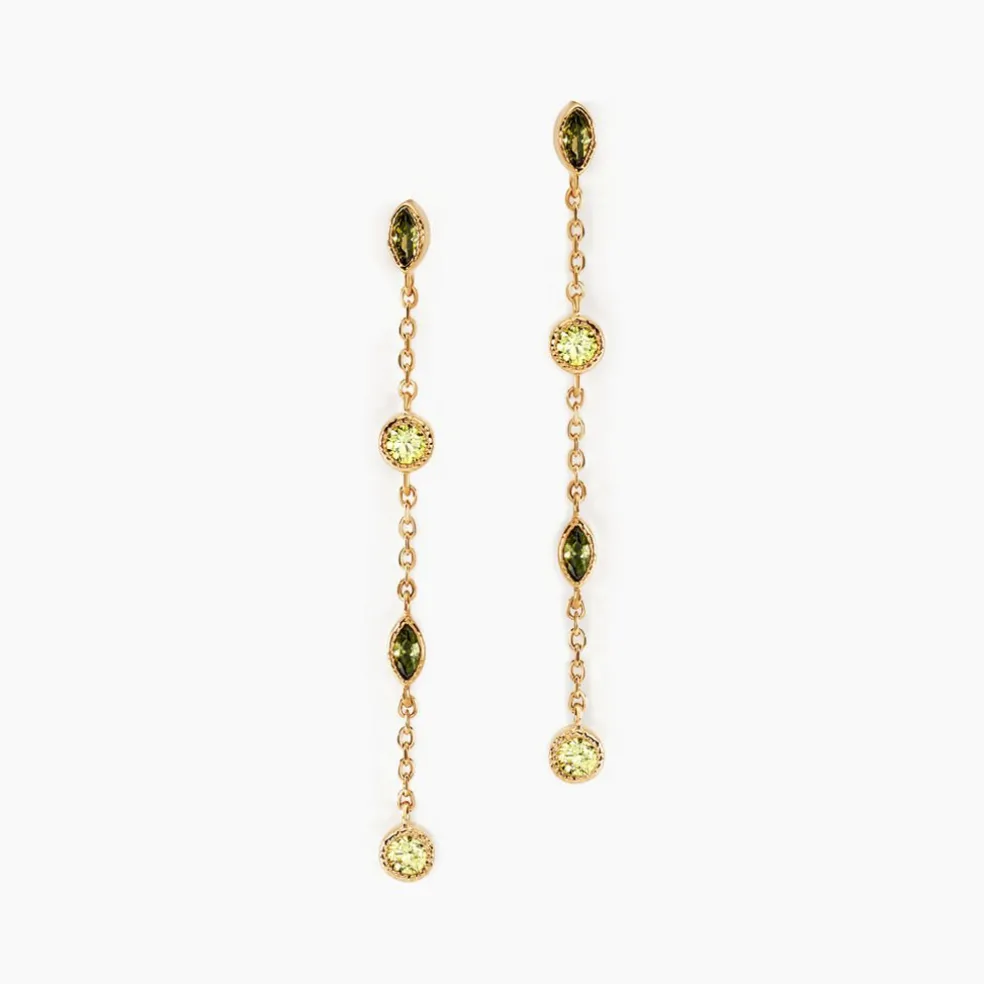 Boucles D'oreilles Pendantes Angelica Plaque Or Jaune Oxyde Zirconium